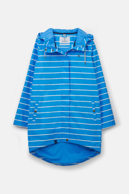 Long Beachcomber Jacket - Azure Blue Stripe-Lighthouse