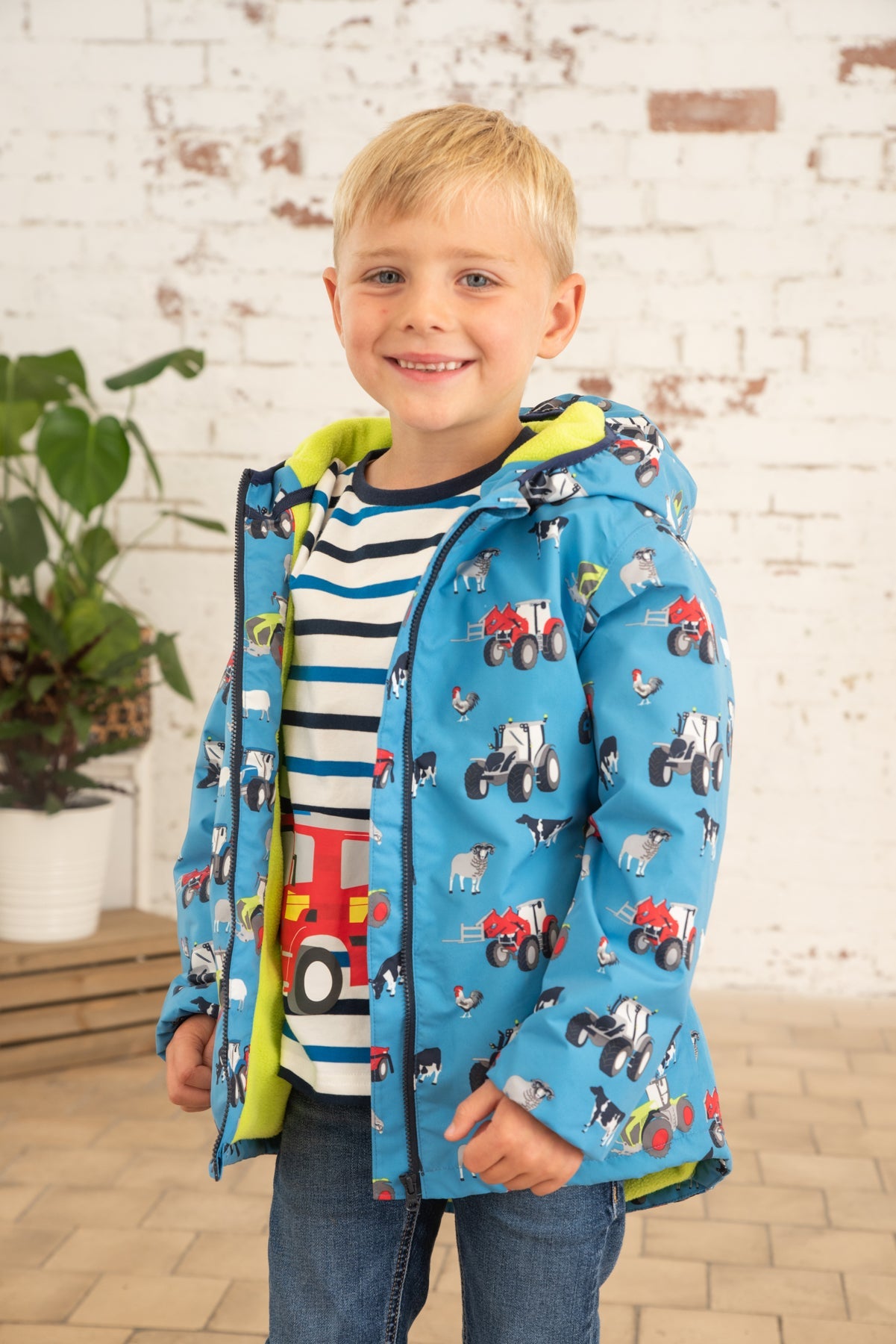 Lucas Coat - Blue Farm Print