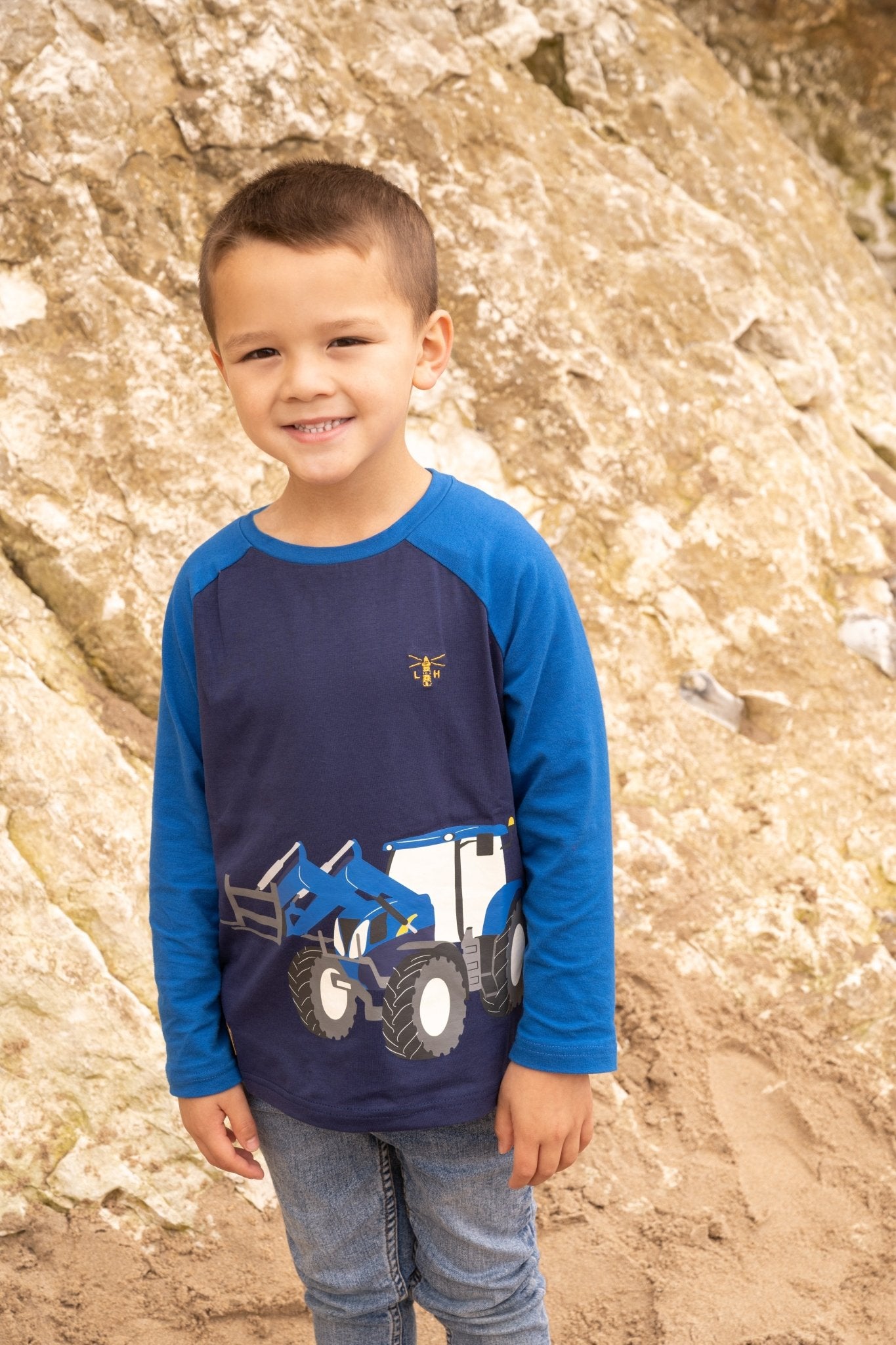 Mason Top - Blue Front Loader - Lighthouse