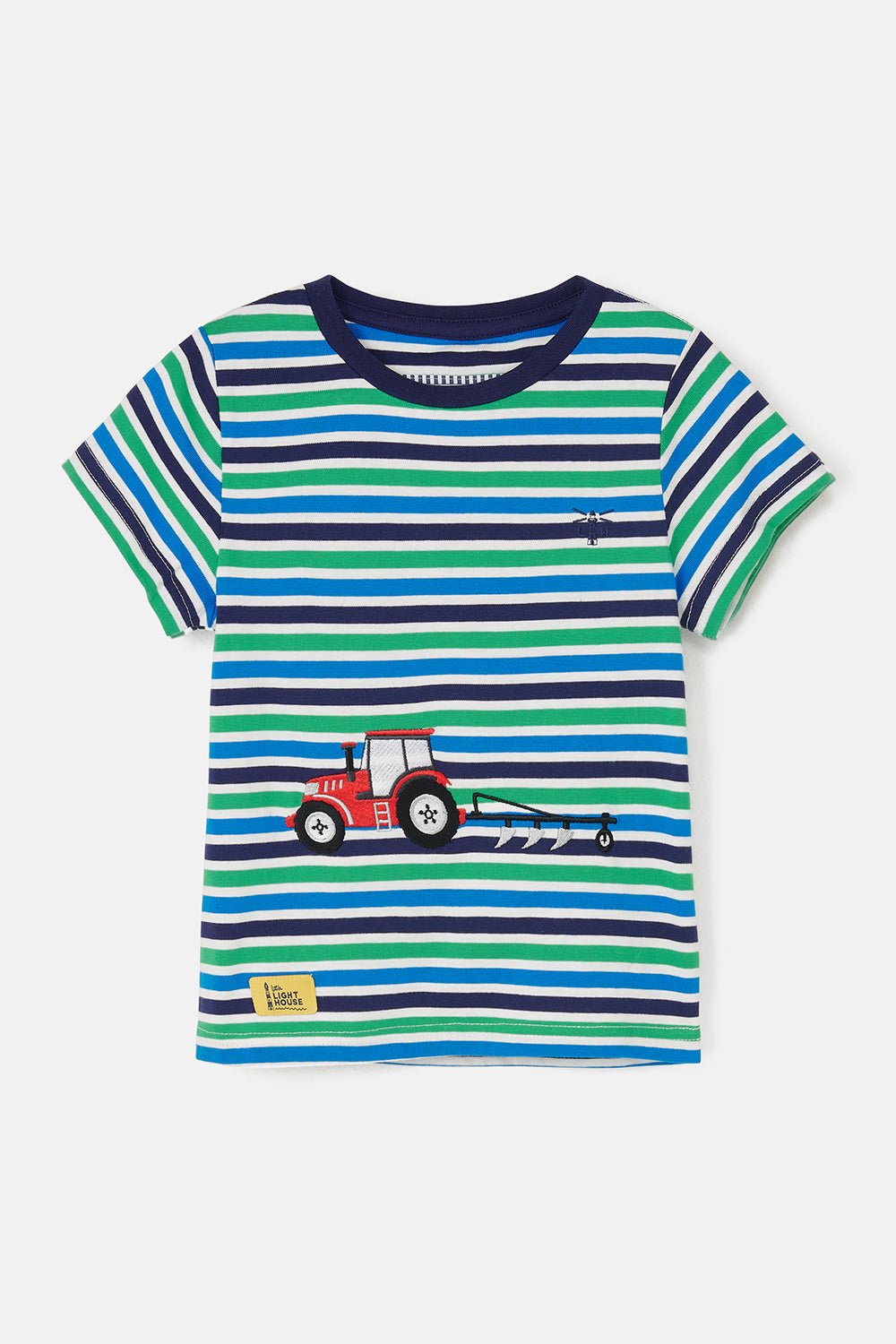 Oliver boys' tee, Peagreen Stripe Tractor