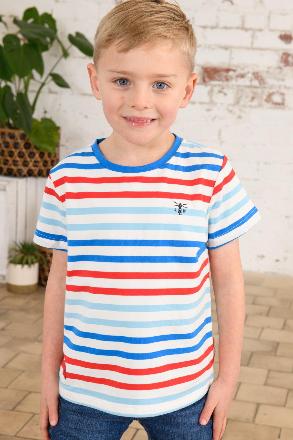 Oliver boys' tee, Red Blue Stripe