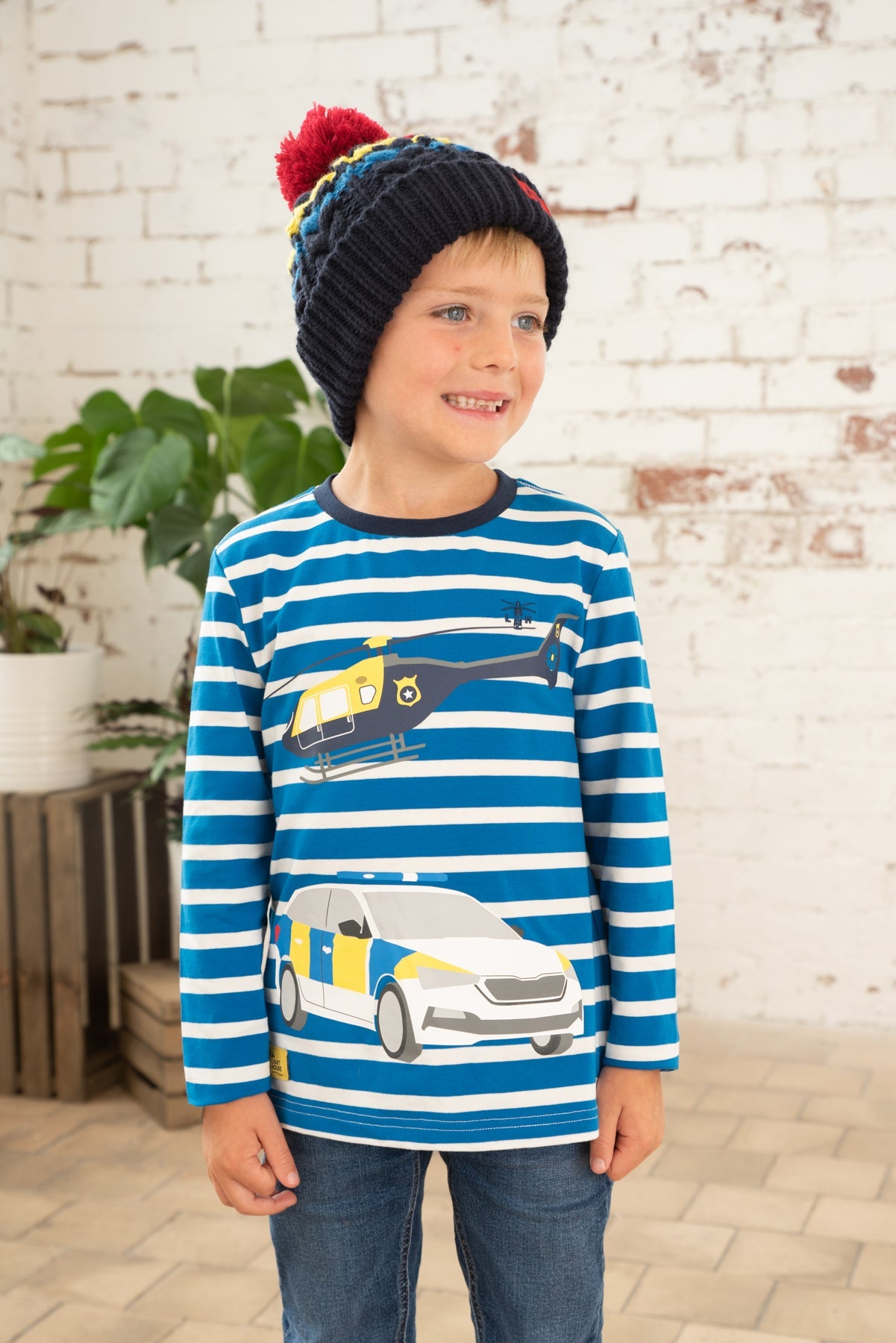 Oliver Top - Police Helicopter Print-Lighthouse