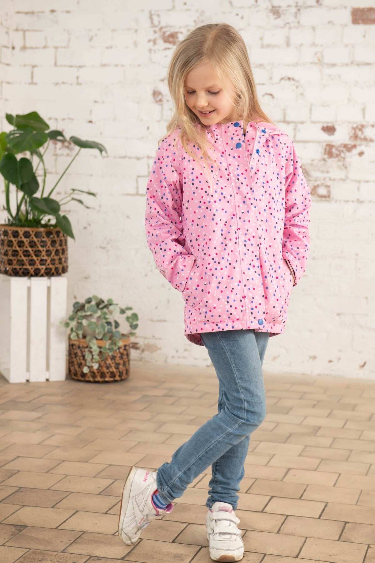 Olivia girls' waterproof jacket, Rose Pink Dot