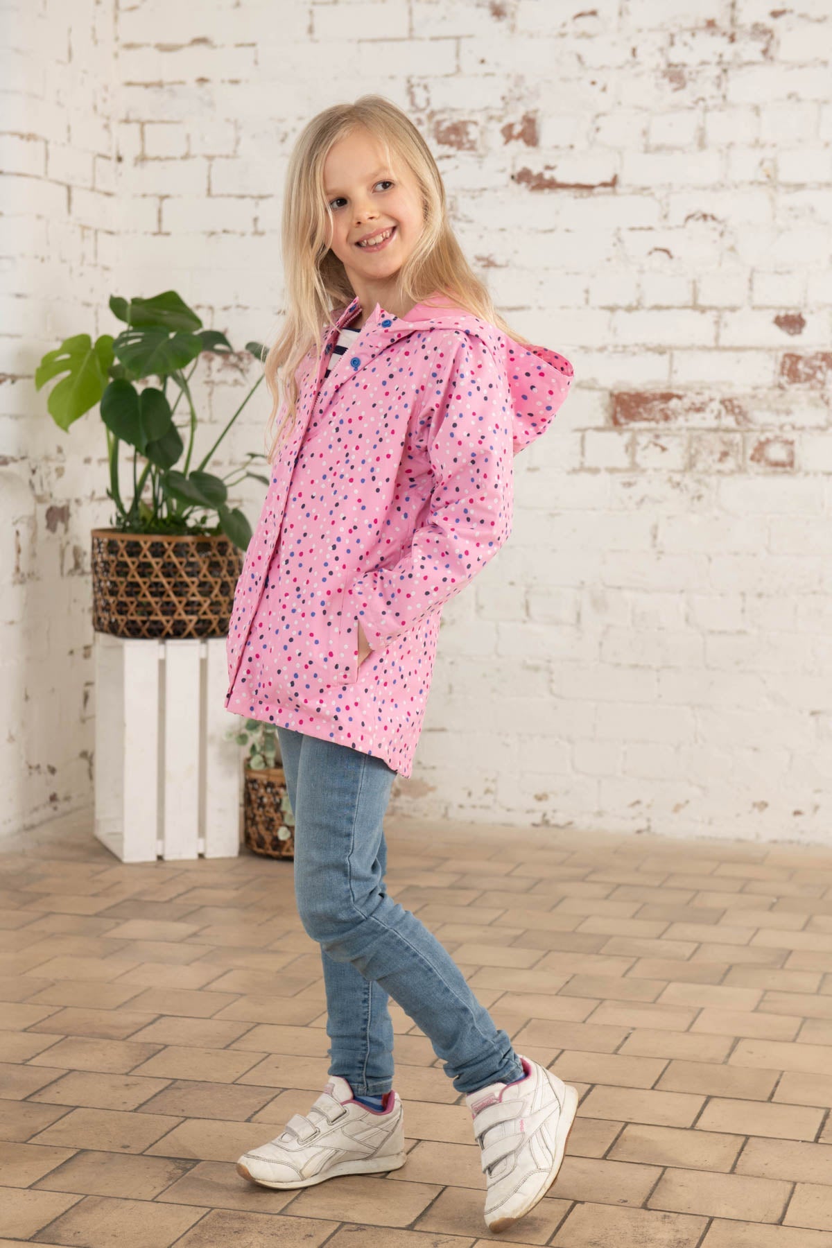 Olivia girls' waterproof jacket, Rose Pink Dot