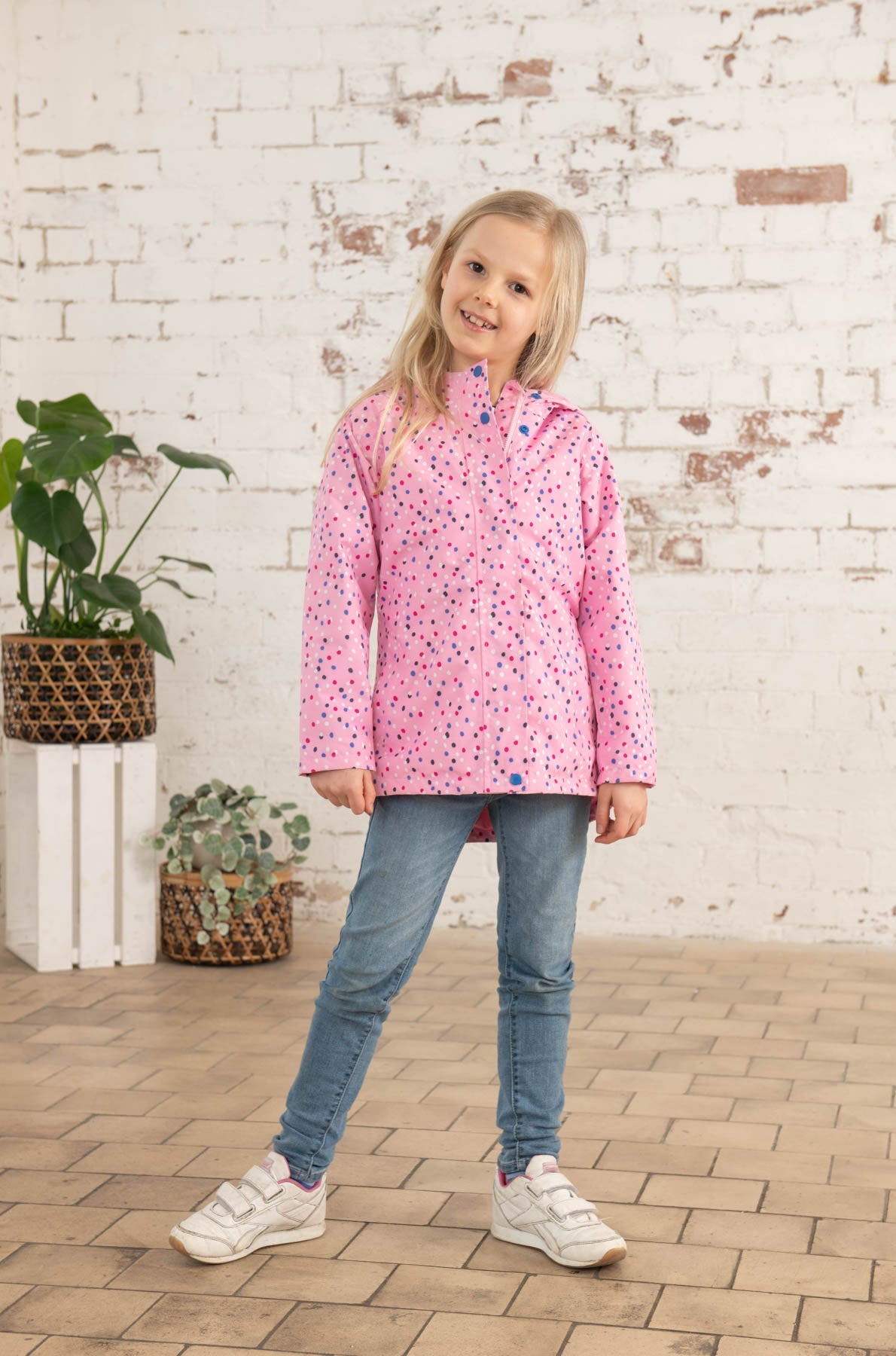 Olivia girls' waterproof jacket, Rose Pink Dot