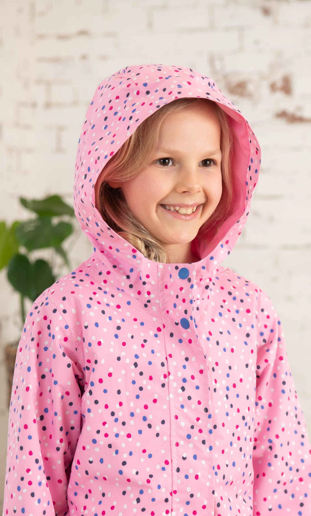 Olivia girls' waterproof jacket, Rose Pink Dot