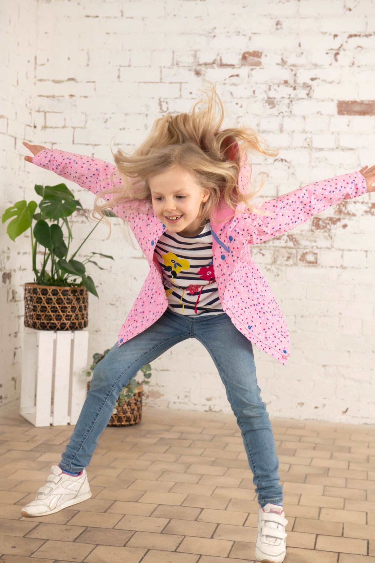 Olivia girls' waterproof jacket, Rose Pink Dot