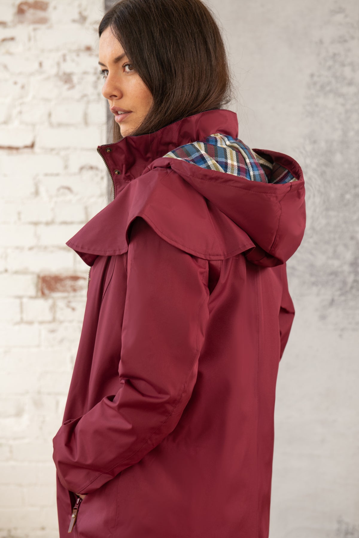Outrider 3/4 Length Waterproof Raincoat - Berry
