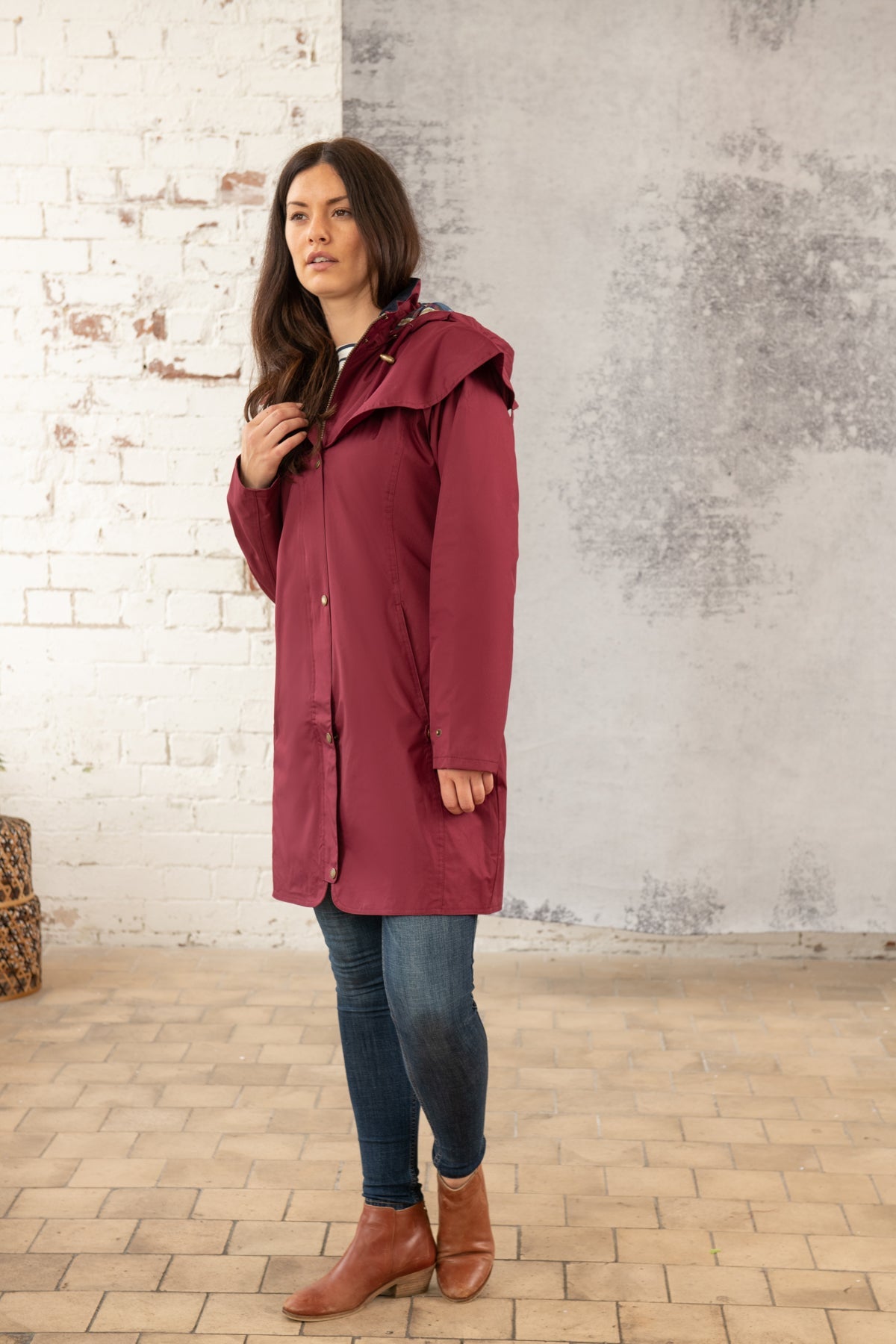 Outrider 3/4 Length Waterproof Raincoat - Berry