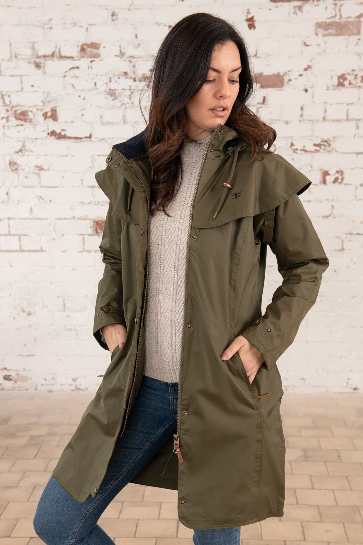 Outrider 3/4 Length Waterproof Raincoat - Fern-Lighthouse