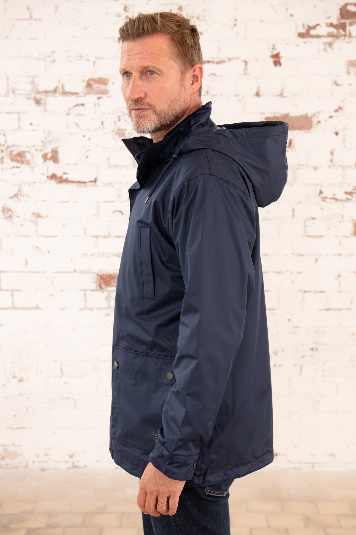 Rain Jacket Hooded Mac Mens Navy Blue Navy Hooded Rain Mac Oxford