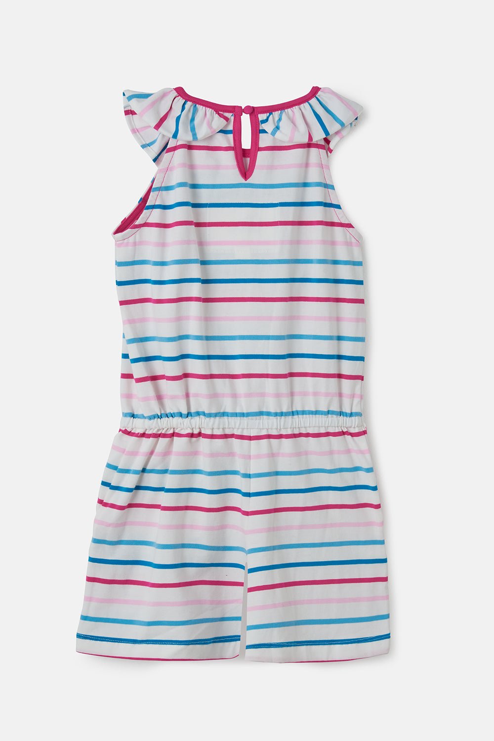 Penelope girls' playsuit,Teal Pink Stripe