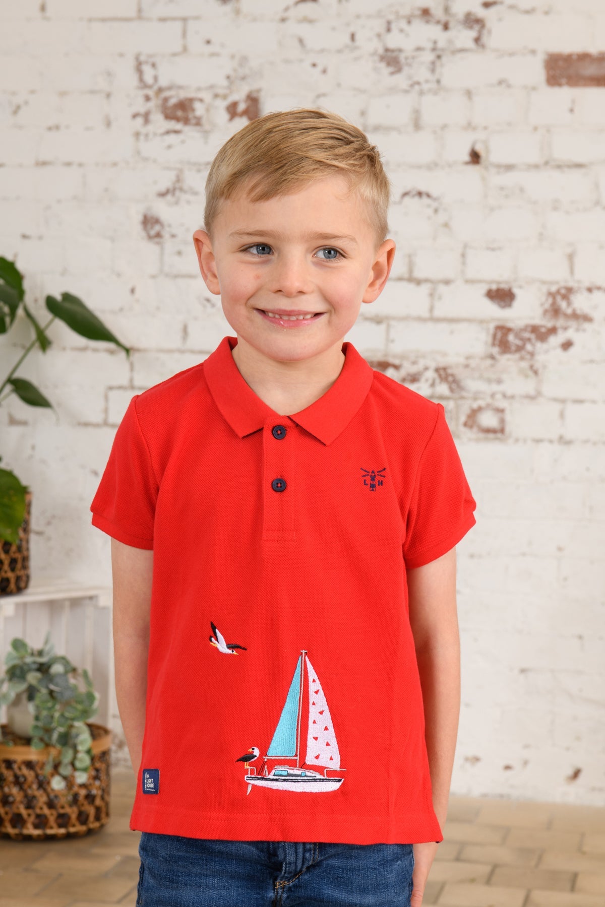 Pier Short Sleeve - Pillarbox and Boat-Lighthouse