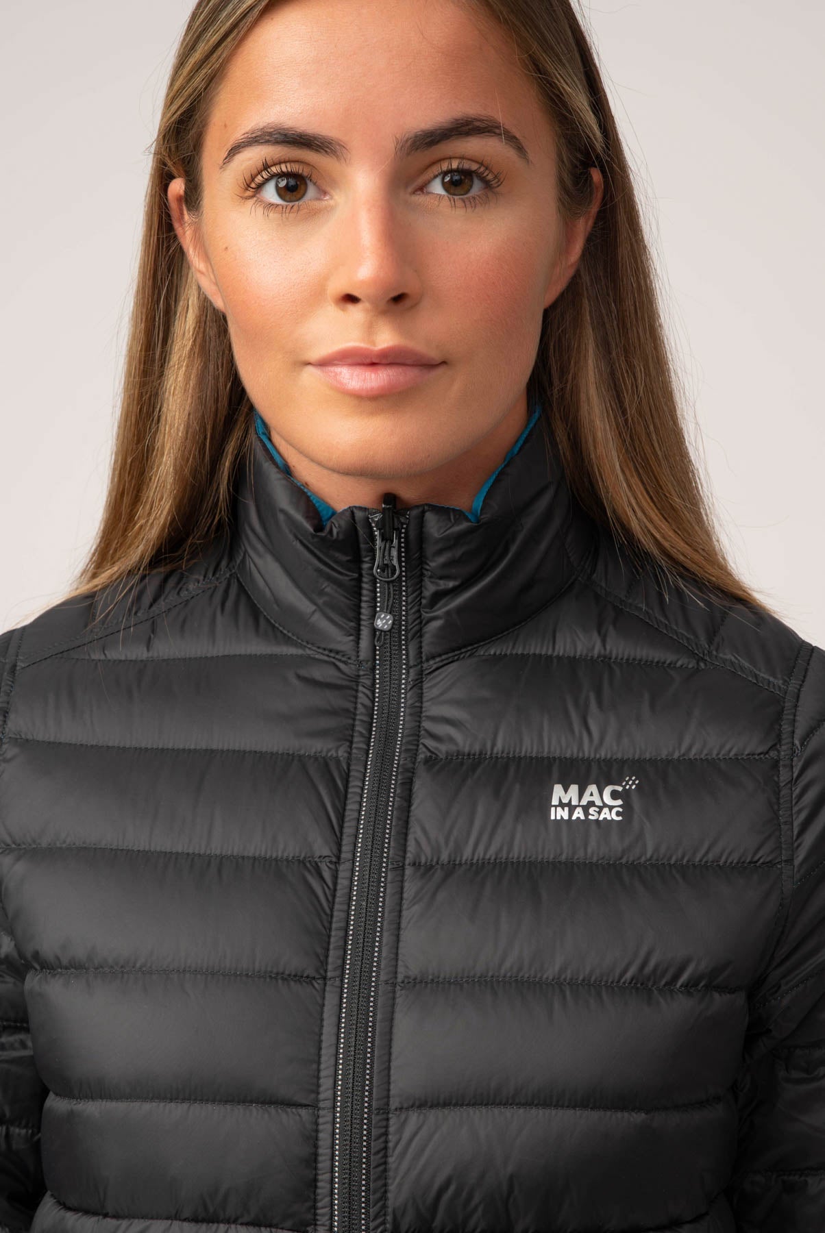 Polar II Womens Down Jacket - Jet Black Teal-Mac in a Sac