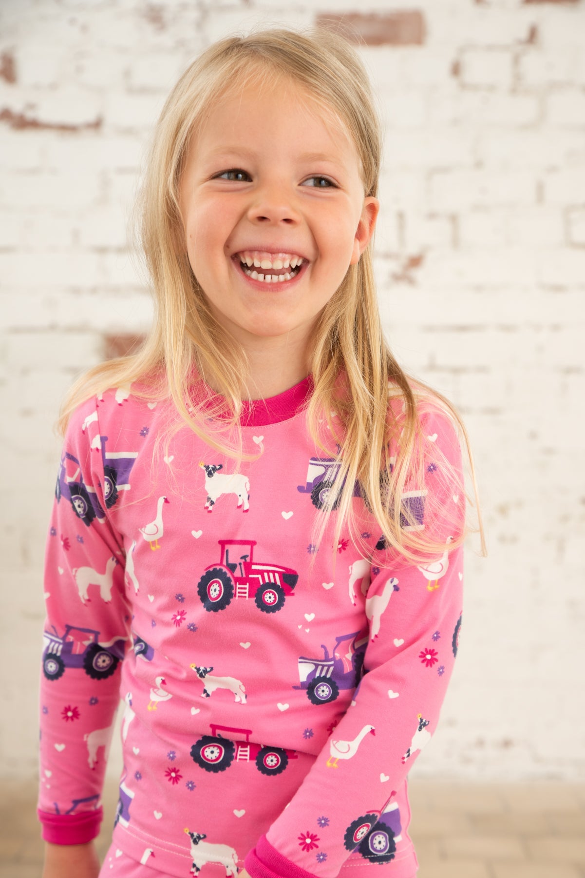 Pyjamas - Pink Purple Tractor Print