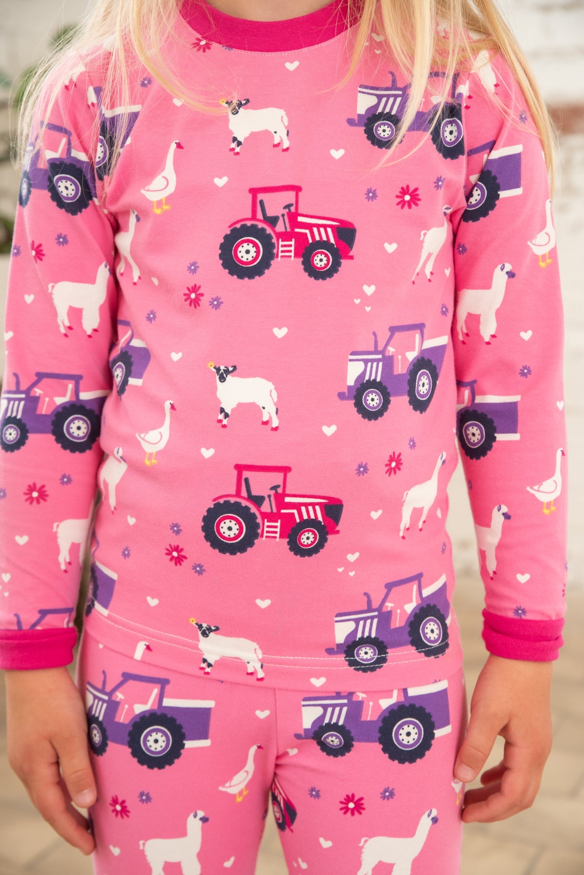 Pyjamas - Pink Purple Tractor Print-Lighthouse