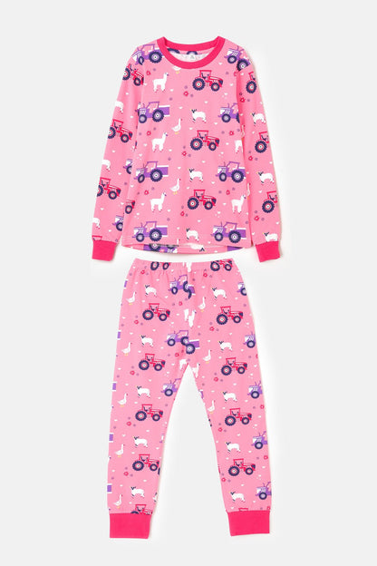 Pyjamas - Pink Purple Tractor Print-Lighthouse