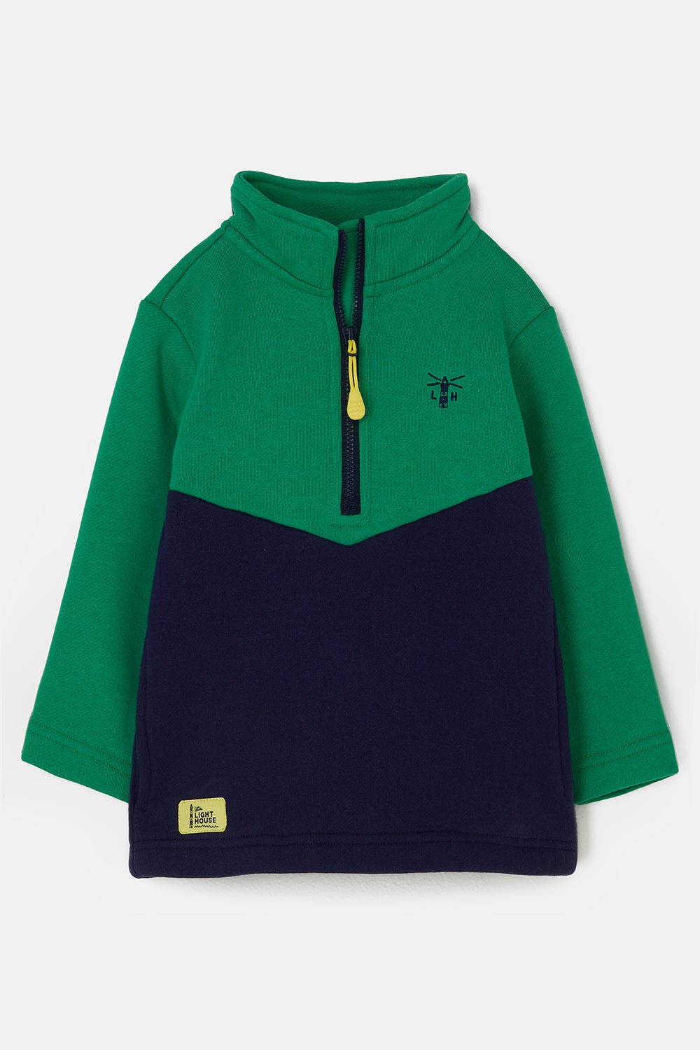Riley Boys' Half Zip Sweatshirt, Peagreen Navy