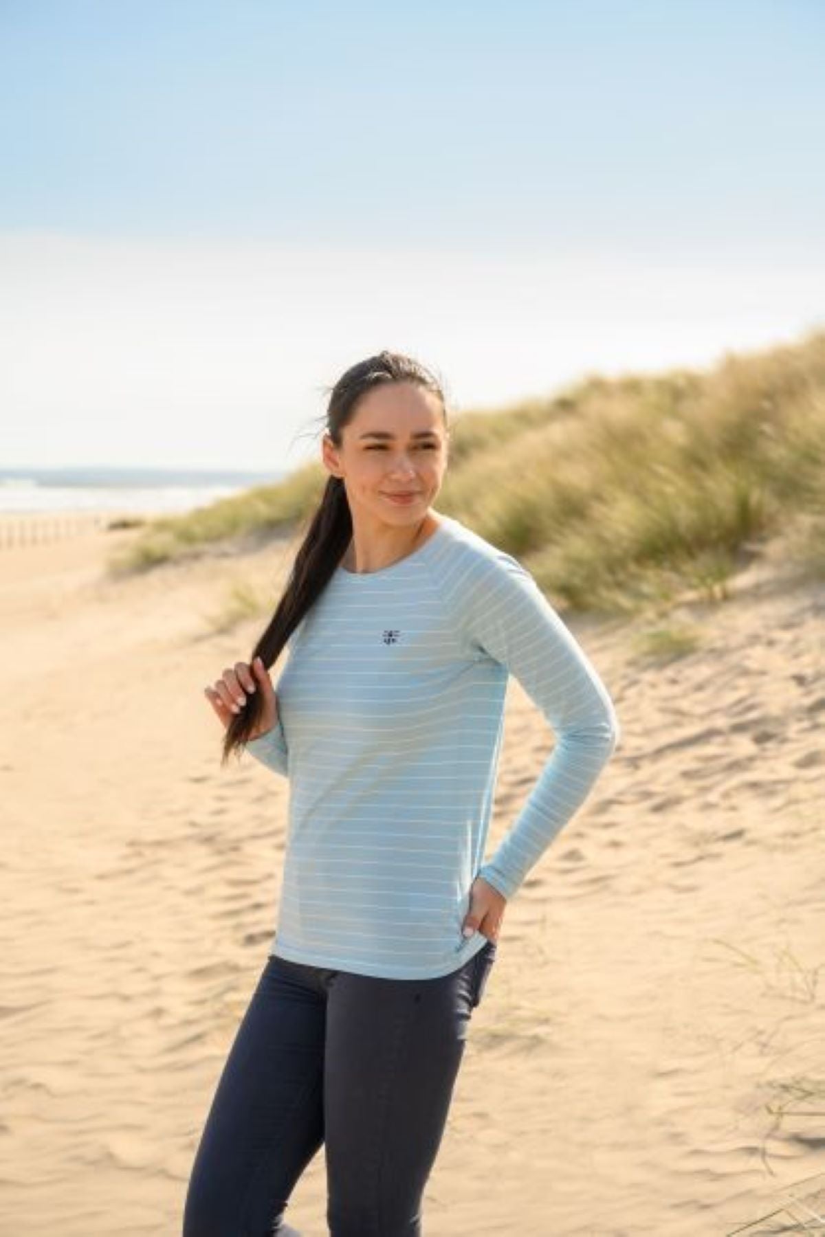 Seashore Long Sleeved Top - Pale Blue-Lighthouse