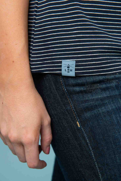 Seashore T Shirt - Midnight Stripe - Lighthouse