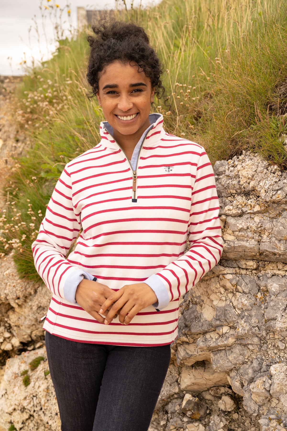 Shore Sweatshirt - Cloud Claret Stripe