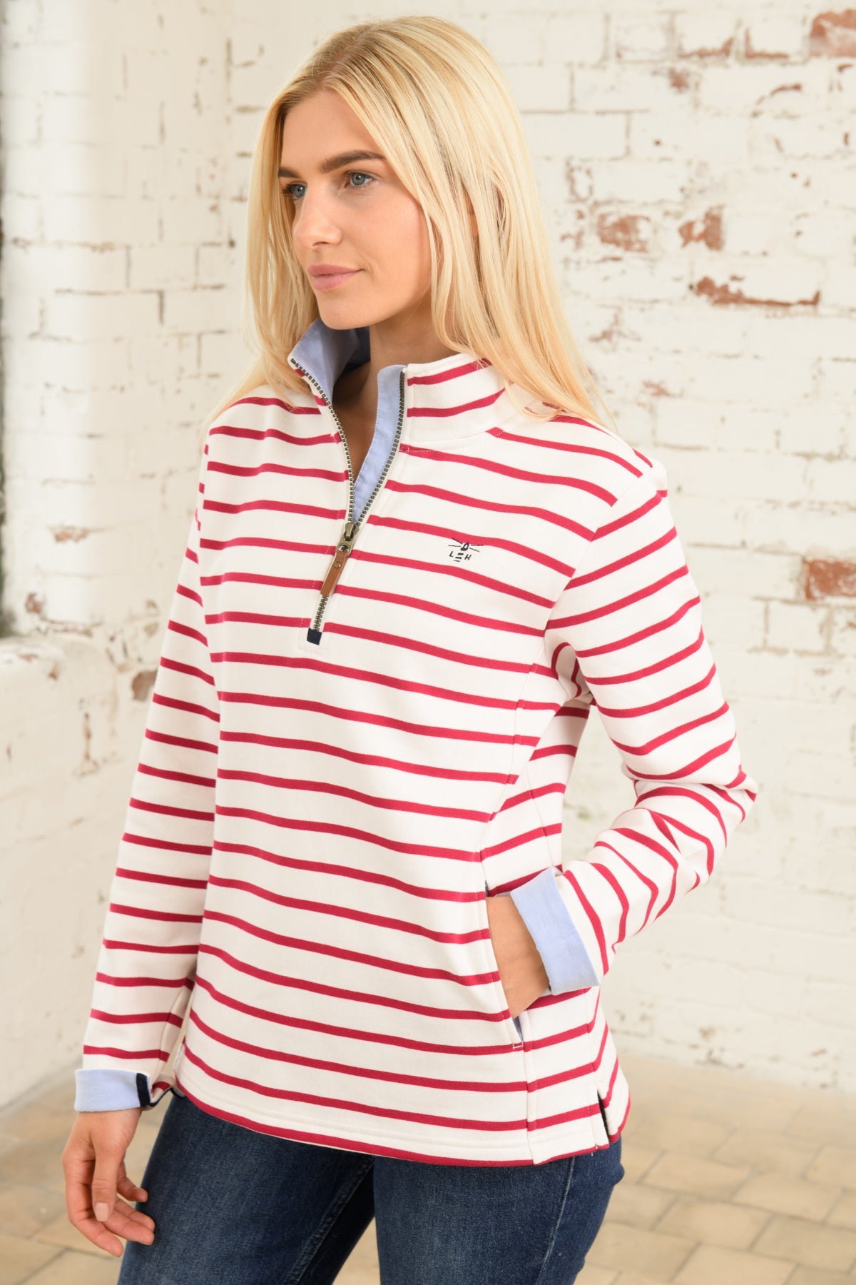 Shore Sweatshirt - Cloud Claret Stripe