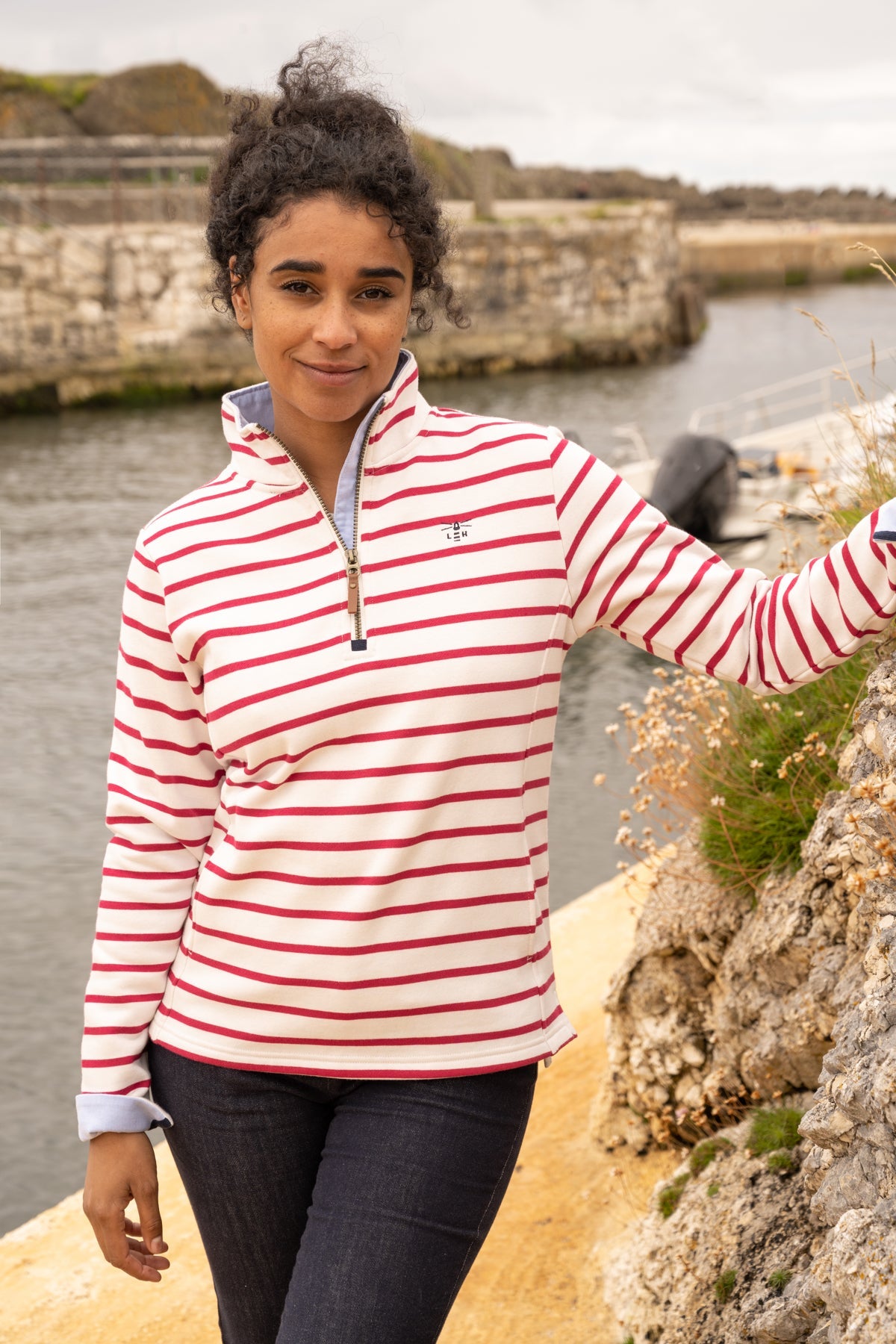 Shore Sweatshirt - Cloud Claret Stripe