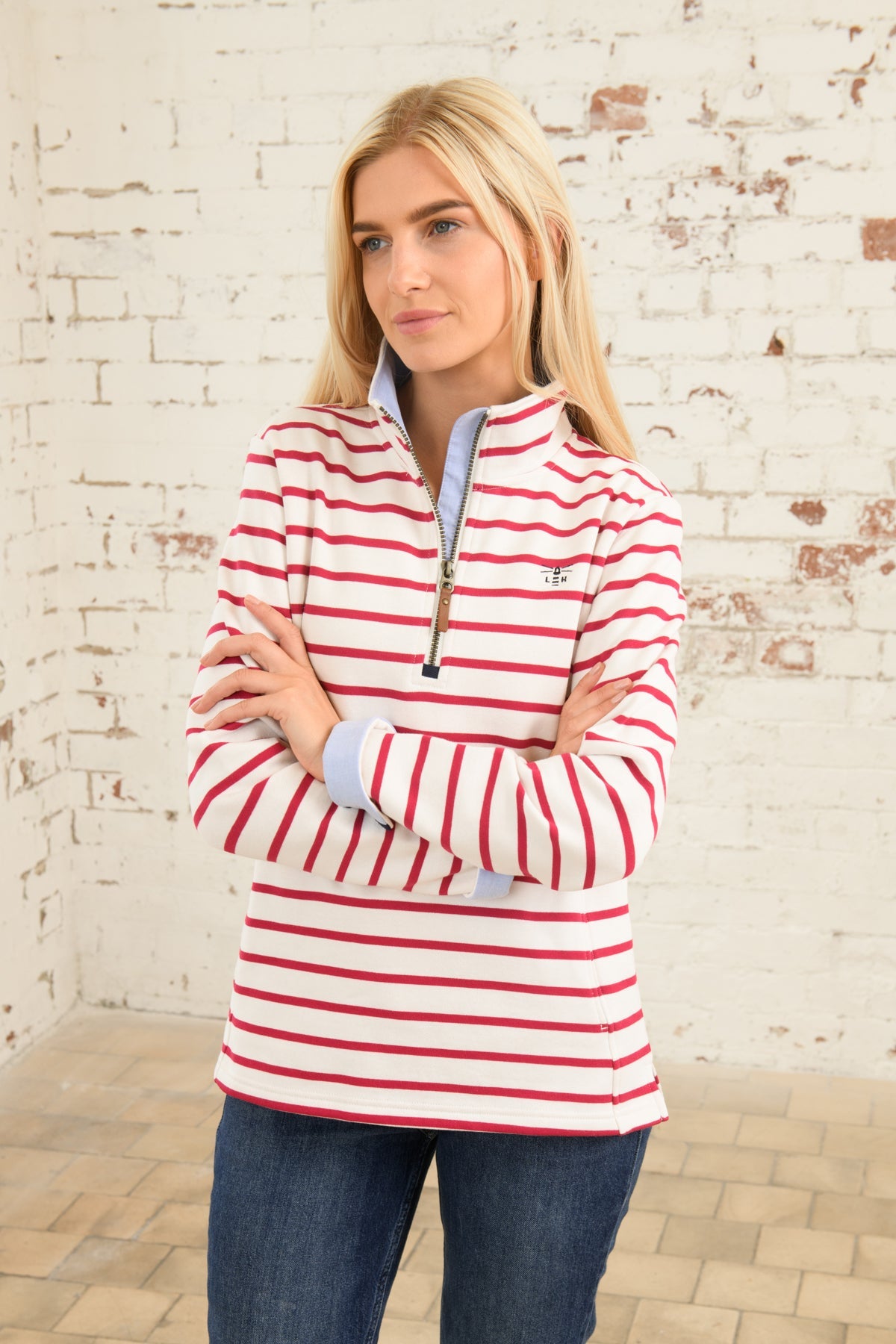 Shore Sweatshirt - Cloud Claret Stripe