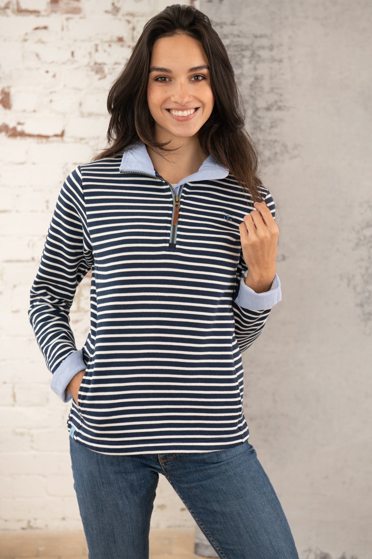 Shore Sweatshirt - Midnight Stripe-Lighthouse