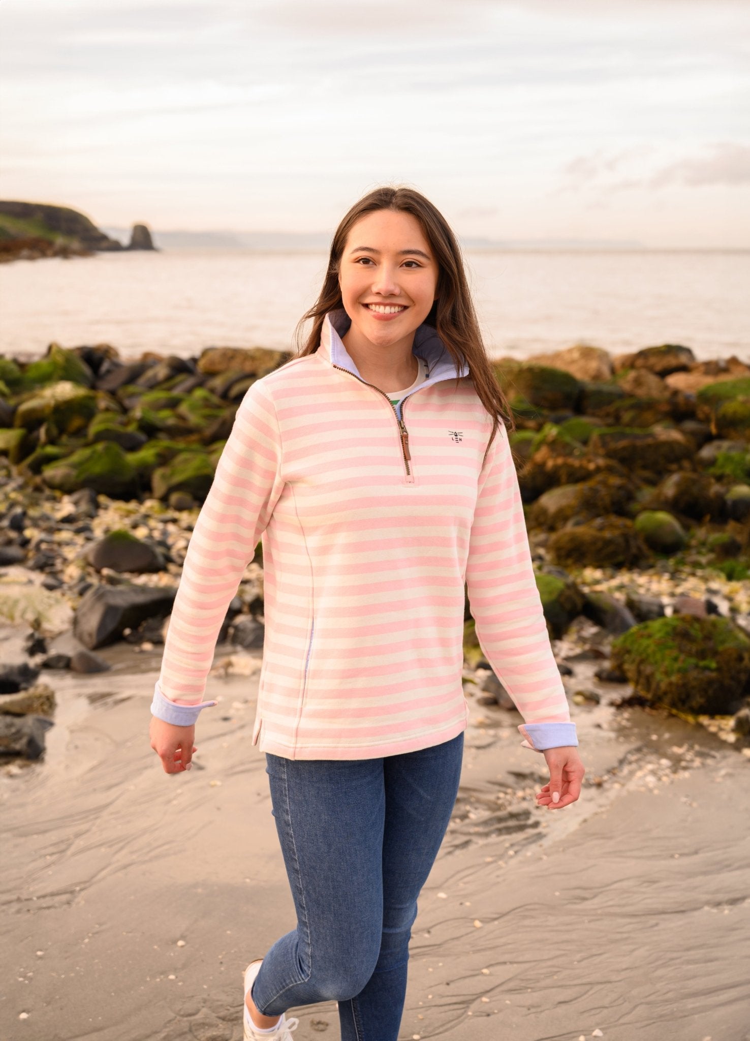 Shore Sweatshirt - Soft Pink Stripe-Lighthouse