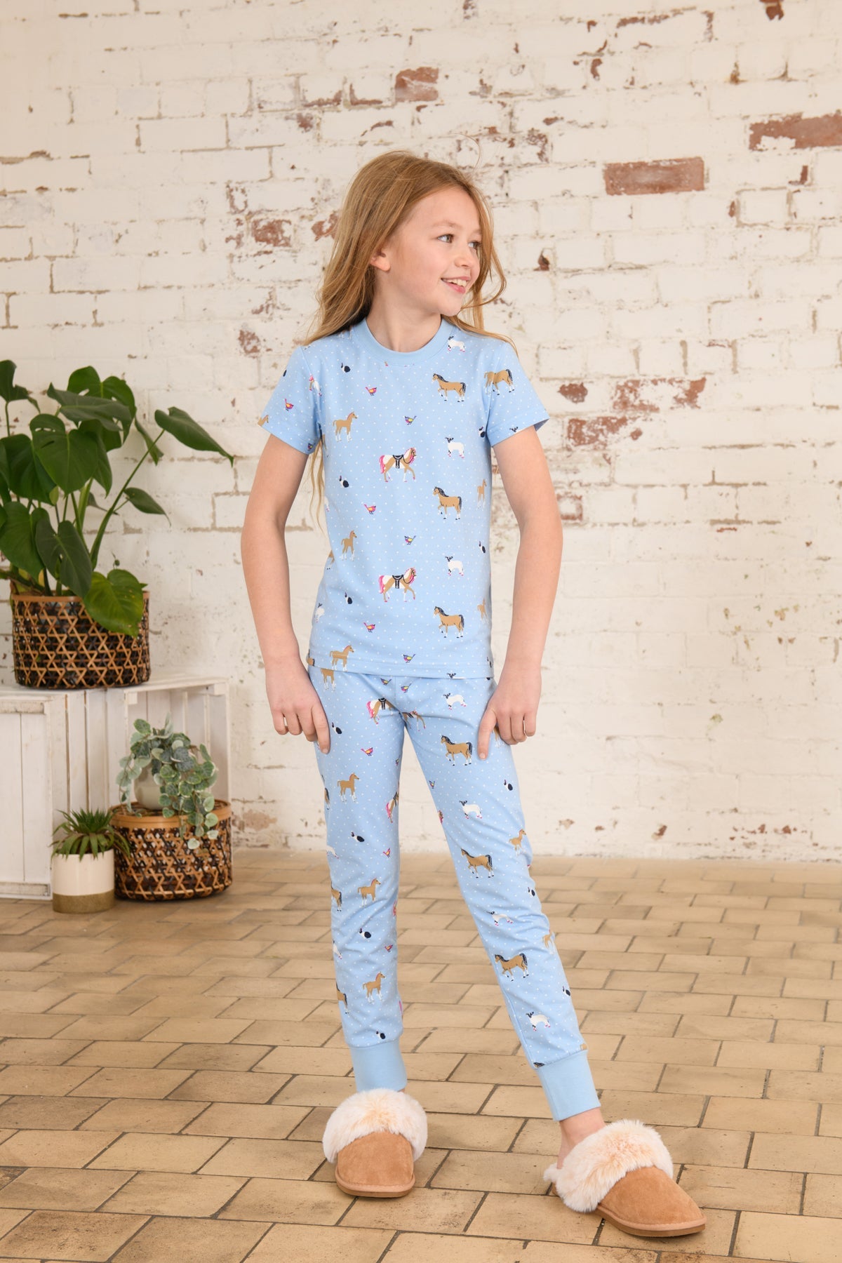 Short Sleeved Pyjamas - Blue Animal Print-Lighthouse