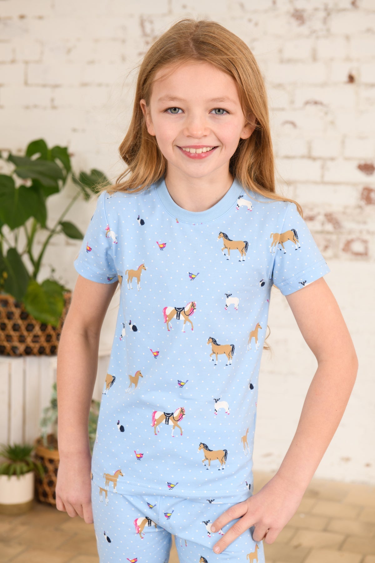 Short Sleeved Pyjamas - Blue Animal Print-Lighthouse