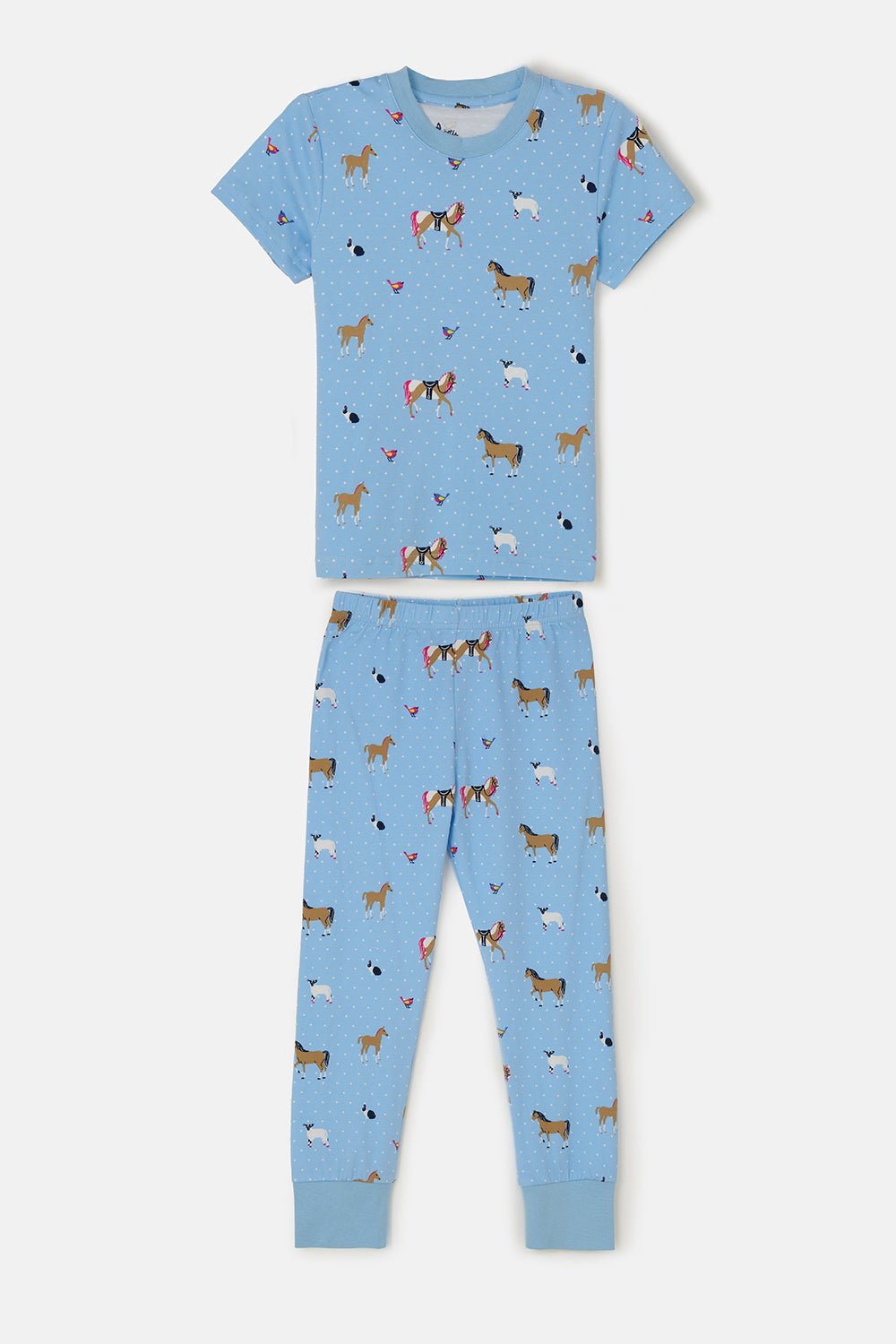 Short Sleeved Pyjamas - Blue Animal Print-Lighthouse