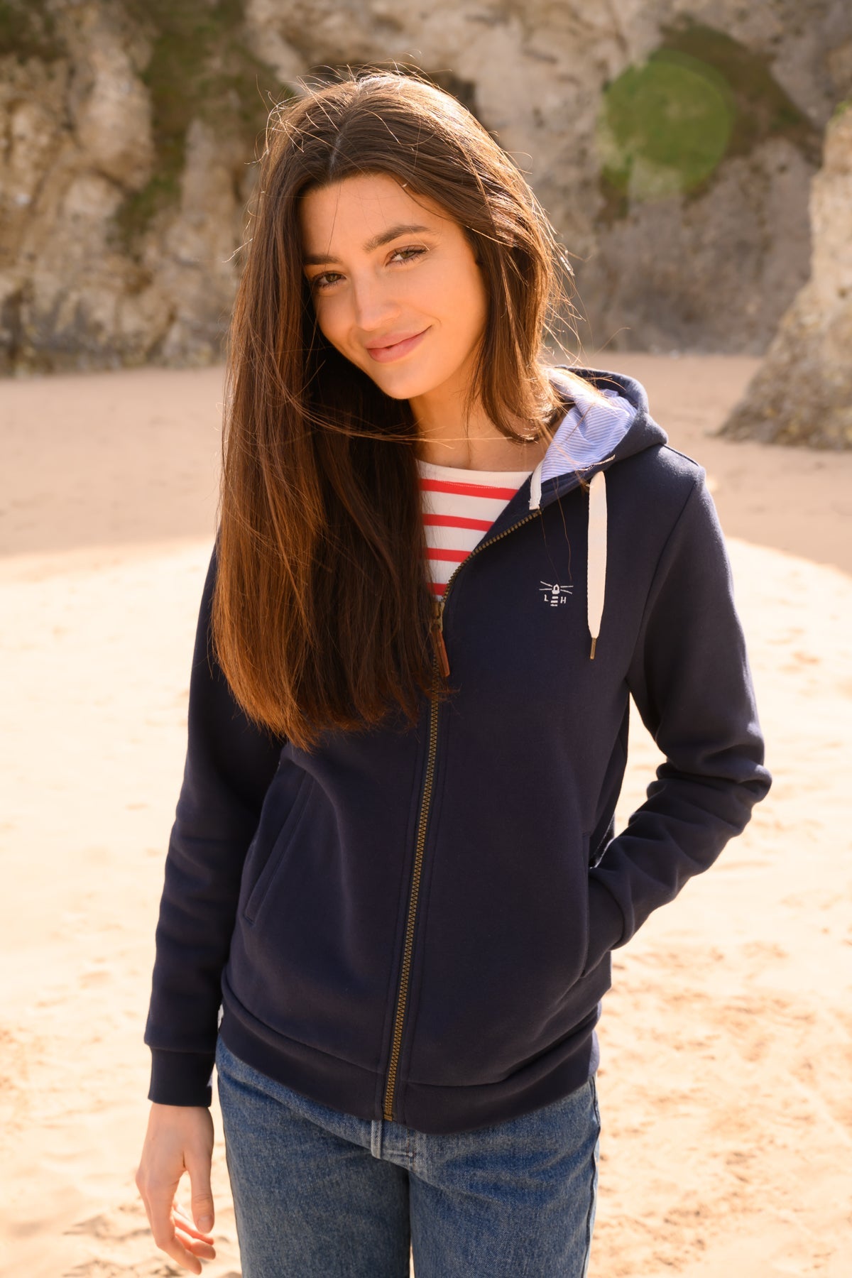 Strand Hooded Top - Navy - Lighthouse