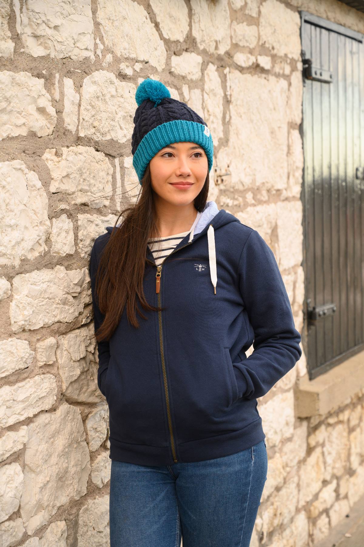 Strand Hooded Top - Navy - Lighthouse