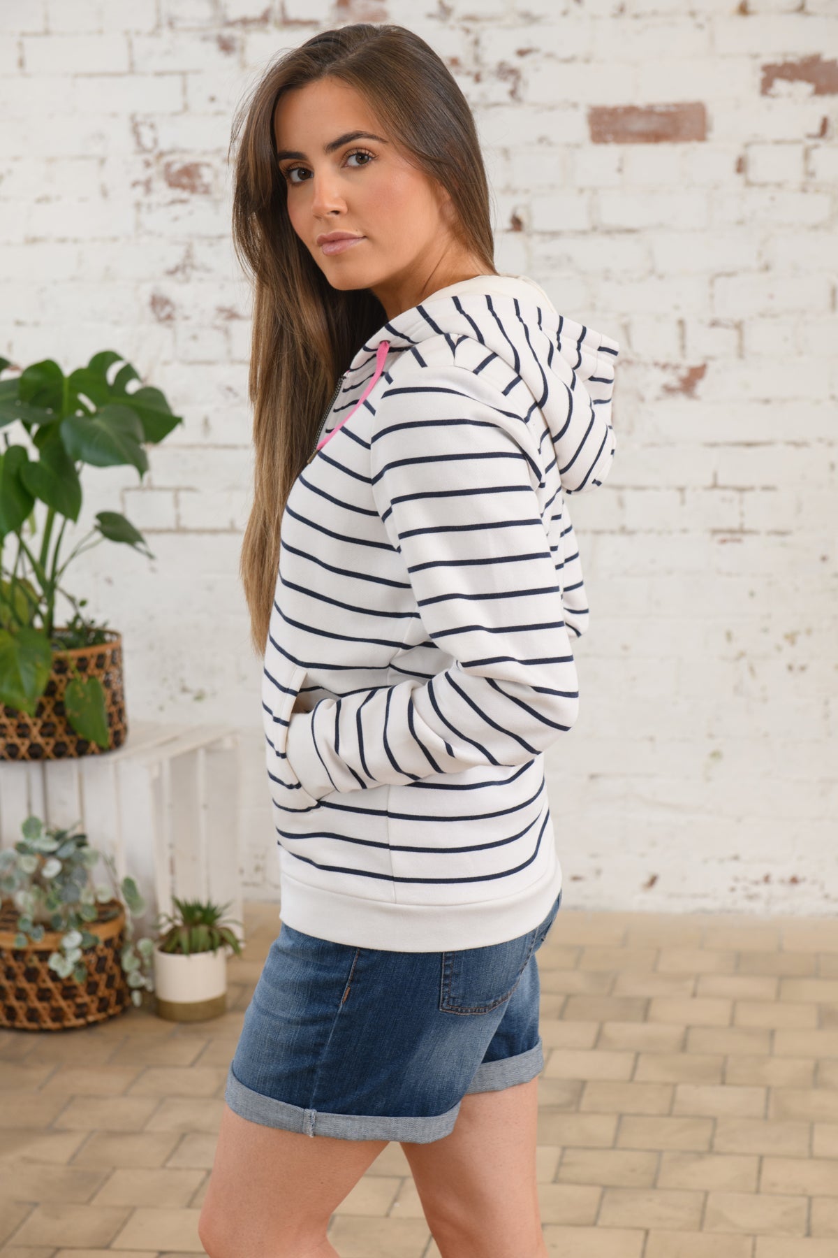 Strand Hooded Top - Navy Striped-Lighthouse